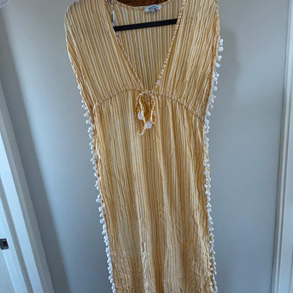 Blue Island Yellow and White Striped Dress